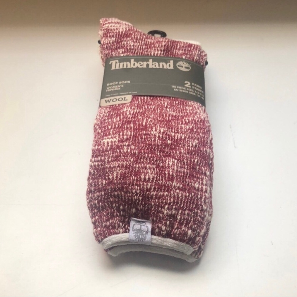 New Socks Timberland Wool Boot Socks,2 Pack Pair Women’s White & Pink Boot Socks